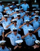 Photo of Coast Guardsman saluting